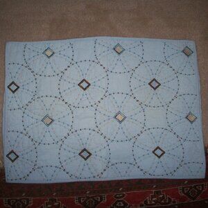 Kohls Quilted Pillow Sham Standard Home Classics Blue Embroidery Cottage Country